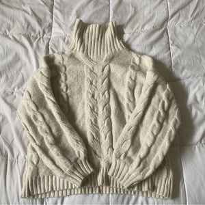 White chunky knit sweater